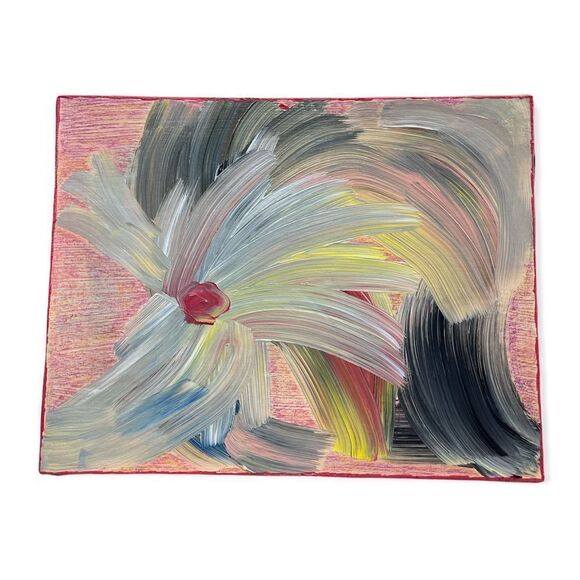 Blooming Flower Acrylic Paint with Pastel Wax Crayon Custom Handmade - Picture 1 of 5